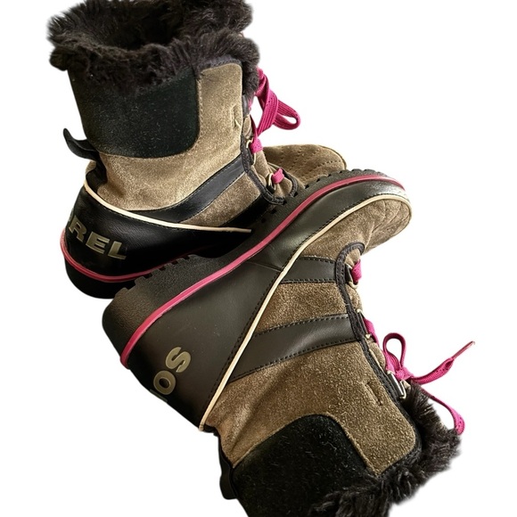 SOREL Tivoli II Waterproof Suede/Leather Lace-Up Boot Size US 8.5 Nori/Black - Picture 4 of 5